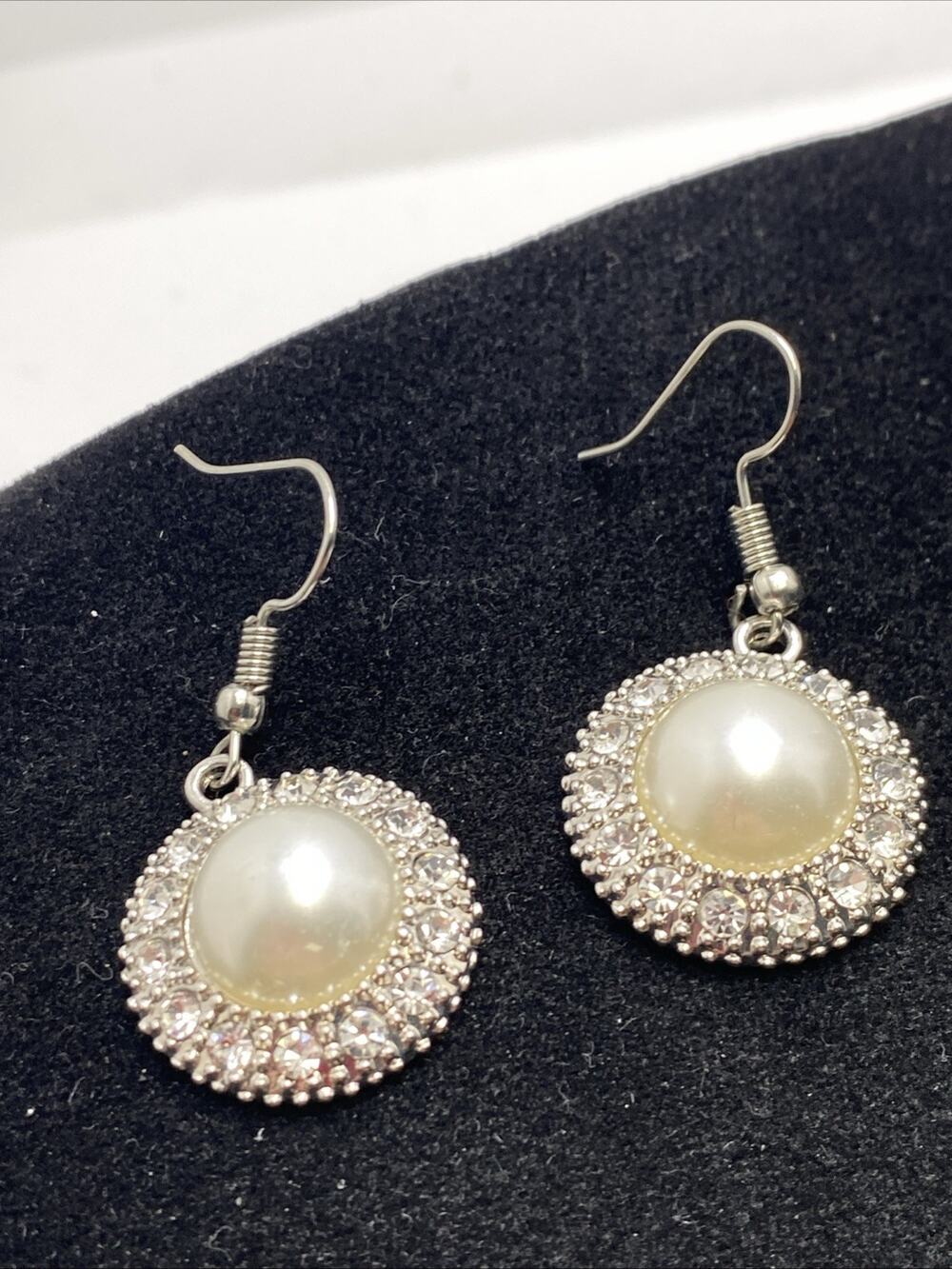 Womens Vintahe Gem Faux Pearl Earrings